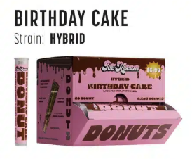 ICE Kream Donut THCA Preroll | 20 CT 2.25G | Birthday Cake (Hybrid)